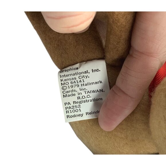 Vtg 1979 Hallmark Rodney Reindeer Plush Brown Stuffed Animal Christmas 9" - Picture 4 of 8